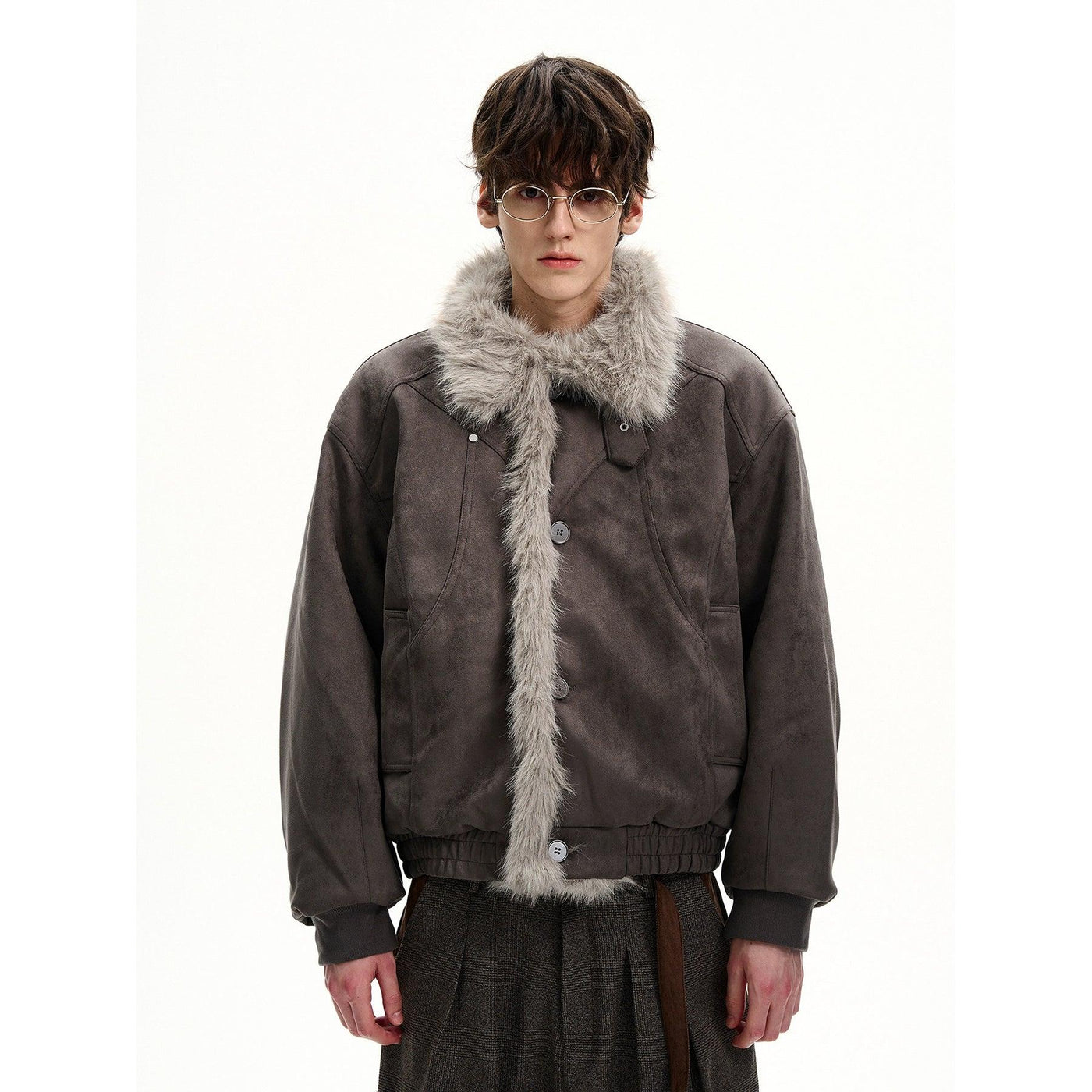 Fur Lining Micro Suede Buckled Jacket Korean Street Fashion Jacket By MaxDstr Shop Online at OH Vault