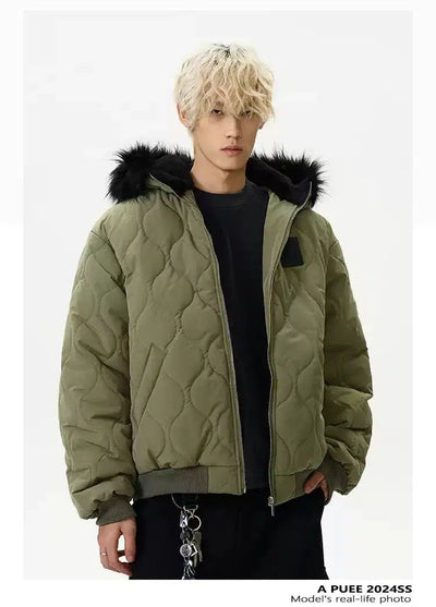 Fur Collar Quilted Jacket Korean Street Fashion Jacket By A PUEE Shop Online at OH Vault