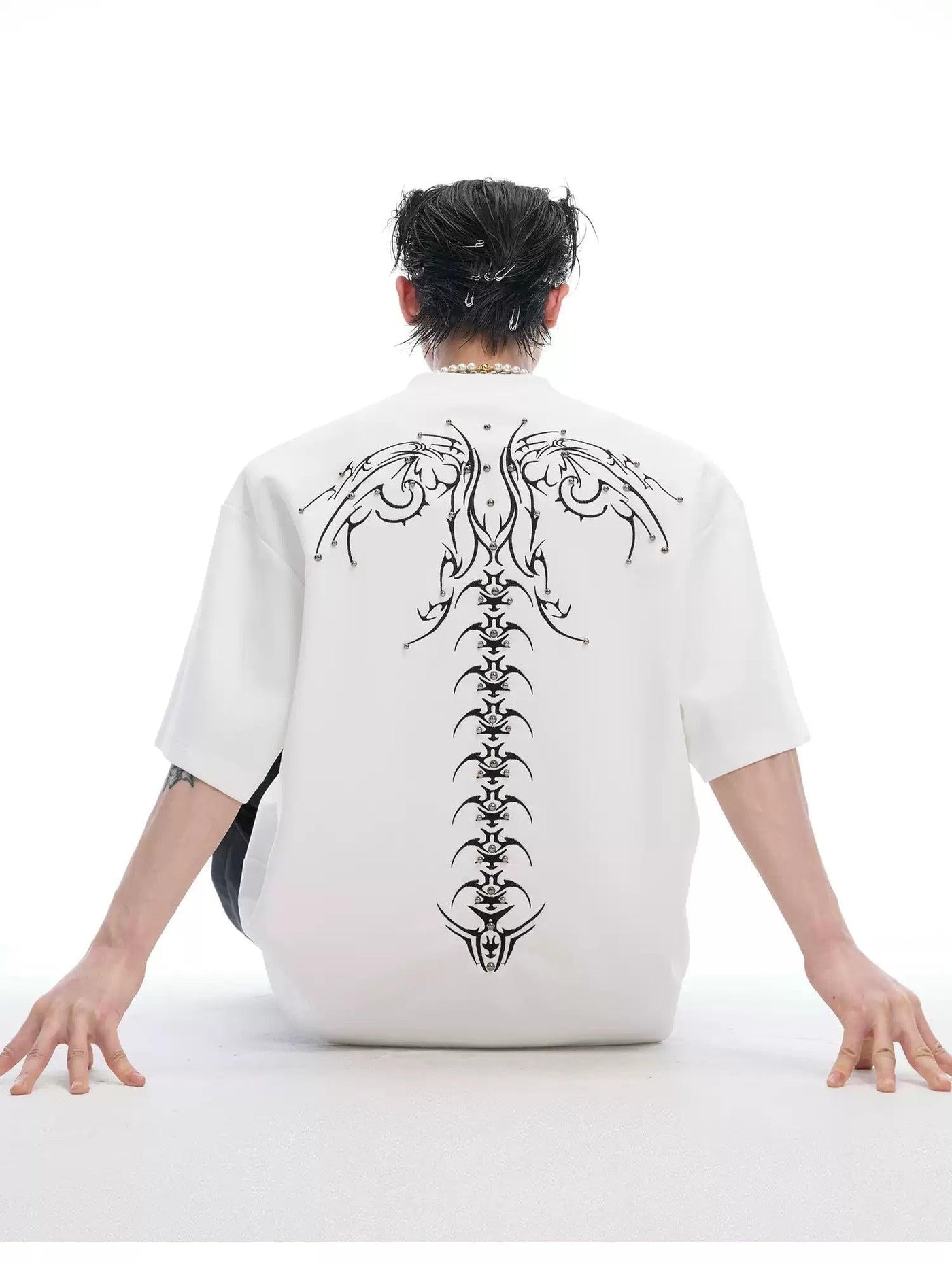 Skeleton Lines Print T-Shirt Korean Street Fashion T-Shirt By Argue Culture Shop Online at OH Vault
