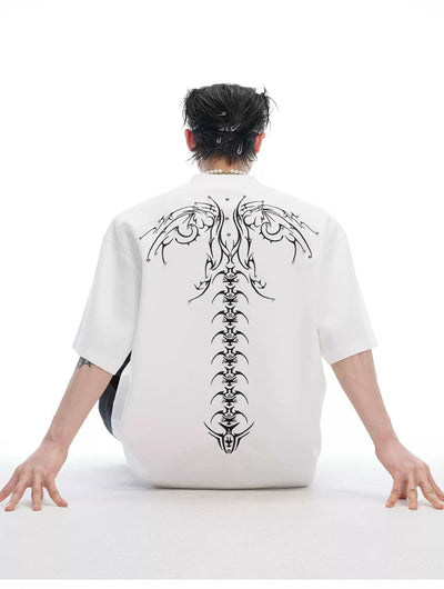 Skeleton Lines Print T-Shirt Korean Street Fashion T-Shirt By Argue Culture Shop Online at OH Vault