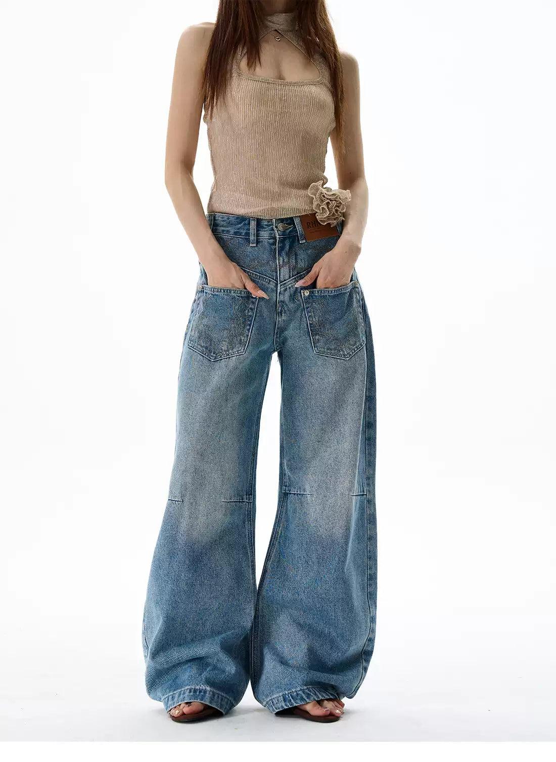 Front Pockets Faded Jeans Korean Street Fashion Jeans By 77Flight Shop Online at OH Vault