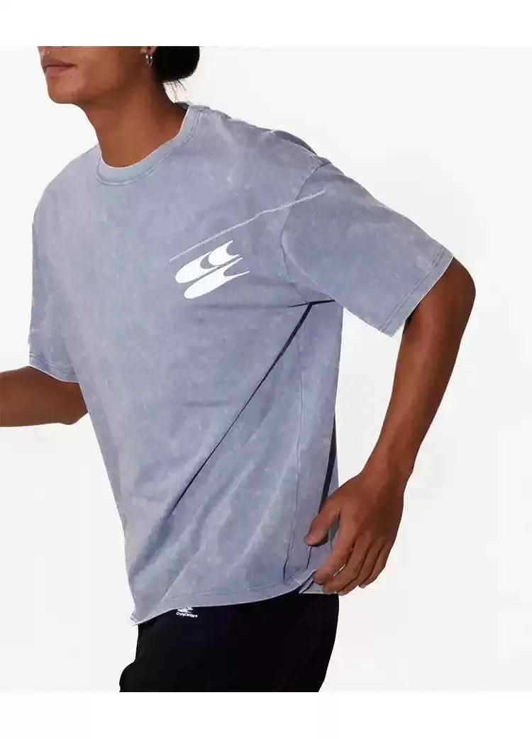 Washed Effect Logo Print T-Shirt Korean Street Fashion T-Shirt By Crying Center Shop Online at OH Vault
