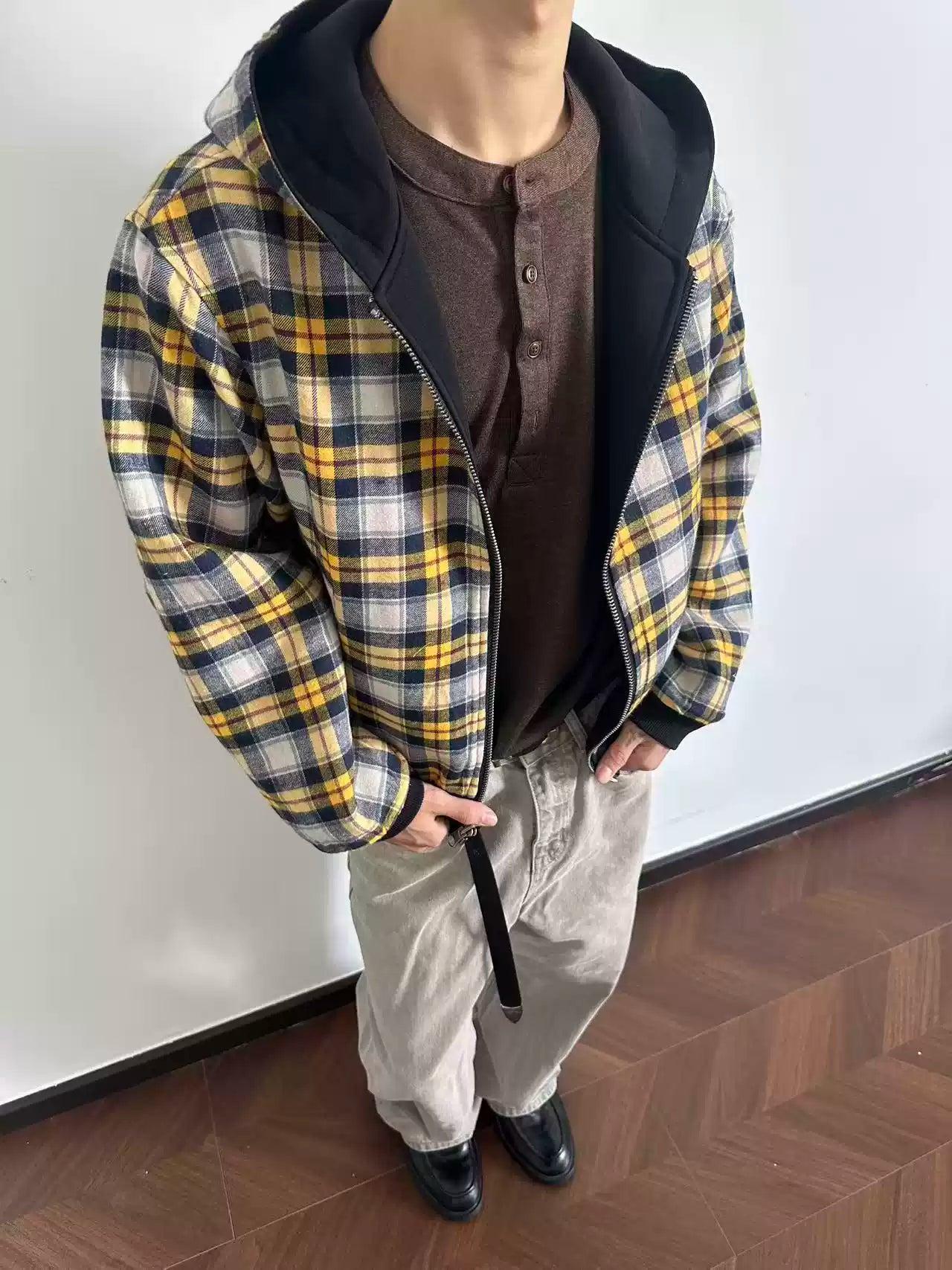 Reversible Plaid Zip-Up Hoodie Korean Street Fashion Hoodie By Made Extreme Shop Online at OH Vault