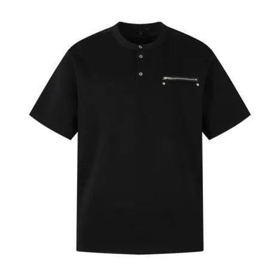 Zip pocket Henley Collar T-Shirt Korean Street Fashion T-Shirt By MaxDstr Shop Online at OH Vault