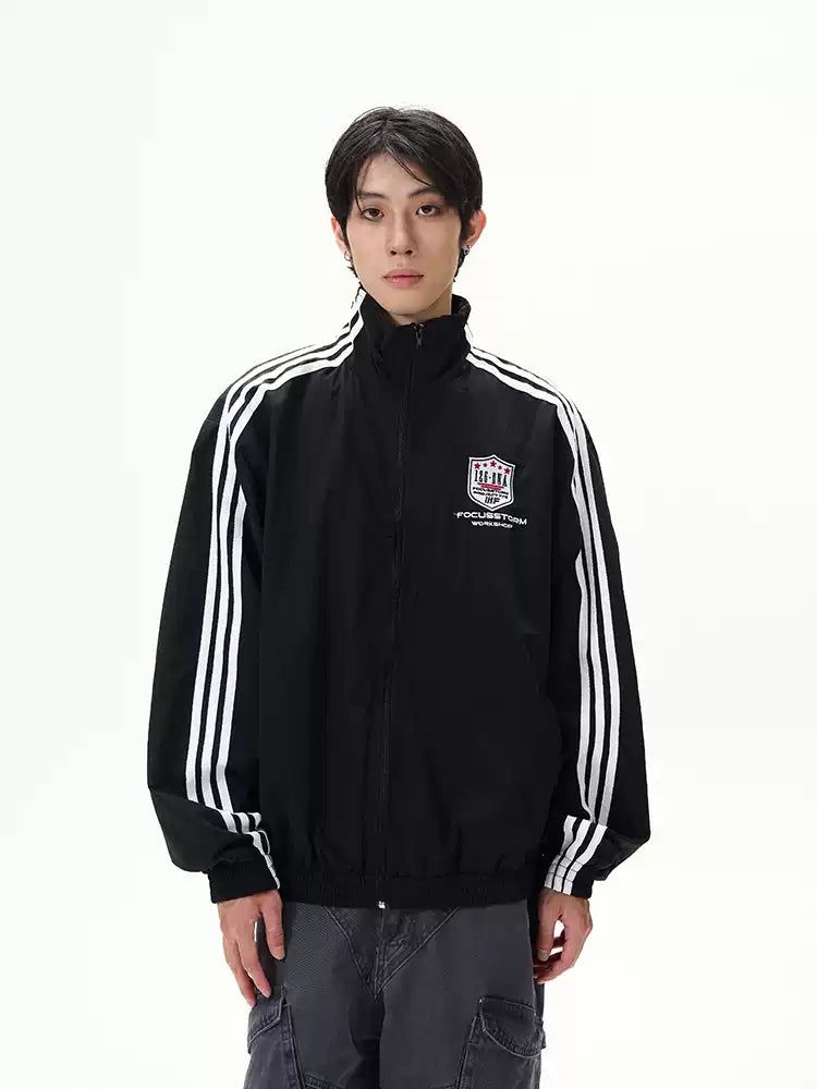 Casual Three-Bar Sports Jacket Korean Street Fashion Jacket By 77Flight Shop Online at OH Vault