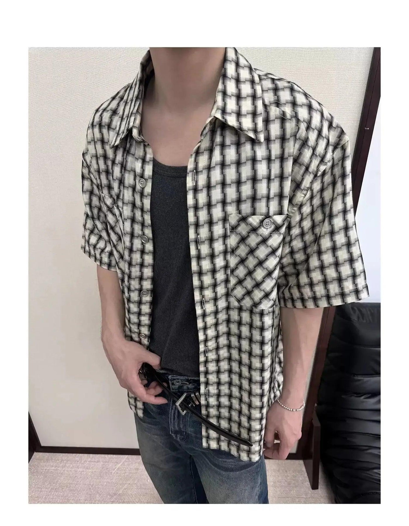 Check Pocket Detail Shirt Korean Street Fashion Shirt By Terra Incognita Shop Online at OH Vault