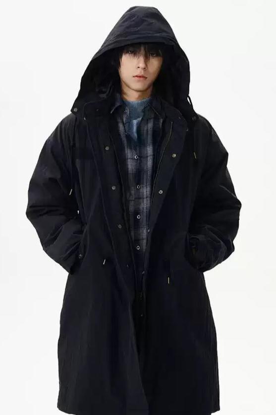 Detachable Liner Hooded Long Coat Korean Street Fashion Long Coat By 77Flight Shop Online at OH Vault