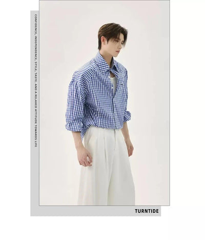 Plaid Clean Fit Shirt Korean Street Fashion Shirt By Turn Tide Shop Online at OH Vault
