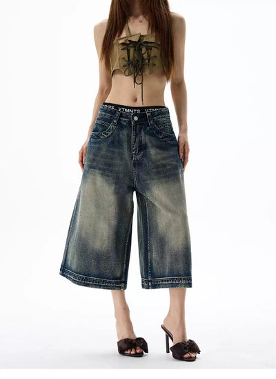 Washed Wide Leg Denim Shorts Korean Street Fashion Shorts By 77Flight Shop Online at OH Vault