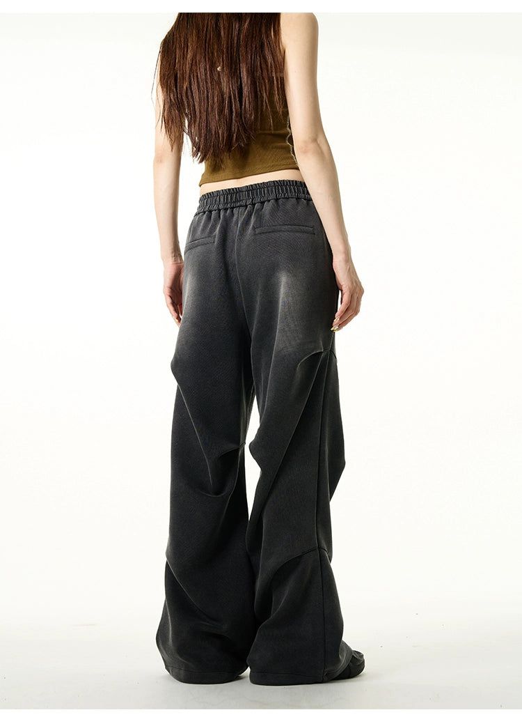 Faded Drawstring Pleats Sweatpants Korean Street Fashion Pants By 77Flight Shop Online at OH Vault