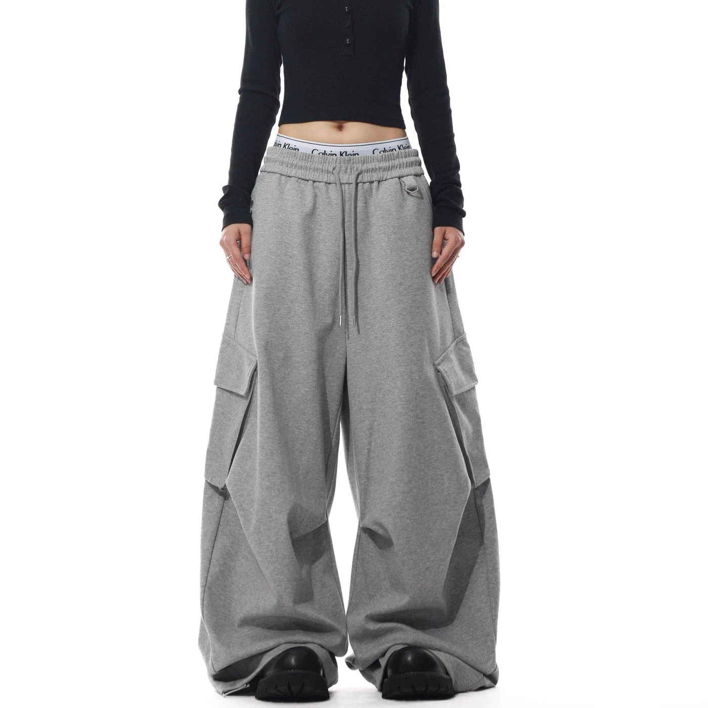 Drawstring Side Pocket Oversized Fit Sweatpants Korean Street Fashion Pants By Mr Nearly Shop Online at OH Vault