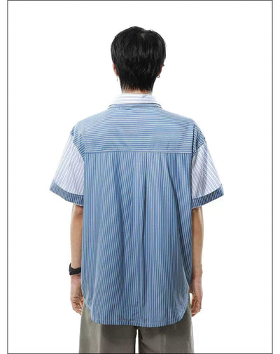 Contrast Vertical Stripes Shirt Korean Street Fashion Shirt By Mr Nearly Shop Online at OH Vault