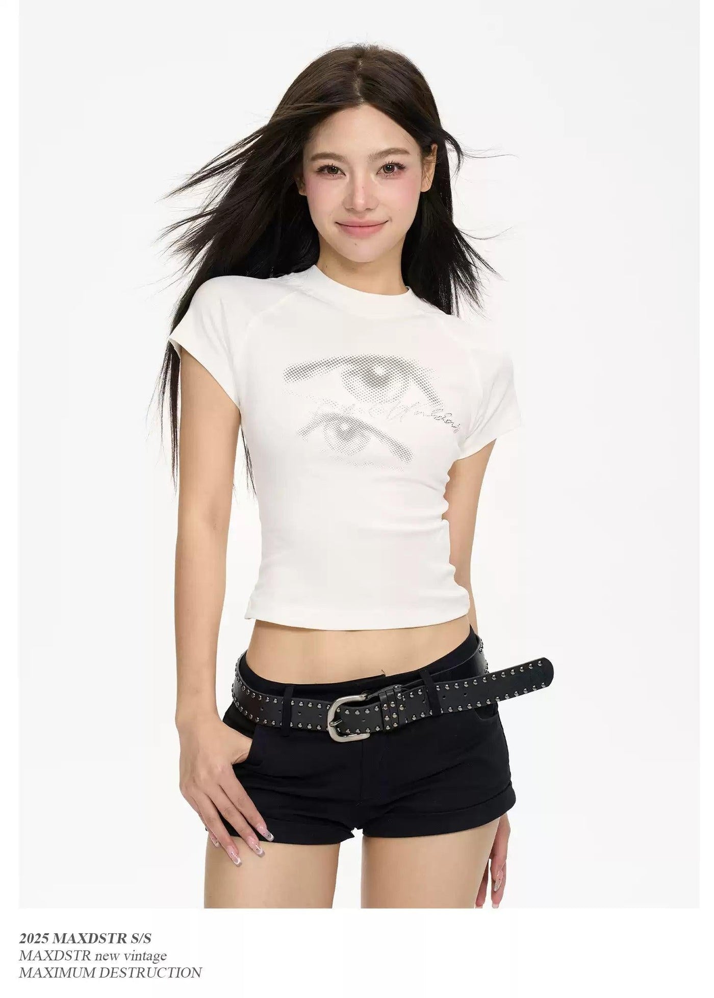 Eyes Graphic Cropped T-Shirt Korean Street Fashion T-Shirt By MaxDstr Shop Online at OH Vault