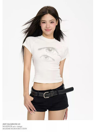 Eyes Graphic Cropped T-Shirt Korean Street Fashion T-Shirt By MaxDstr Shop Online at OH Vault