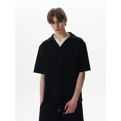 Layered V-Neck Polo Korean Street Fashion Polo By MaxDstr Shop Online at OH Vault