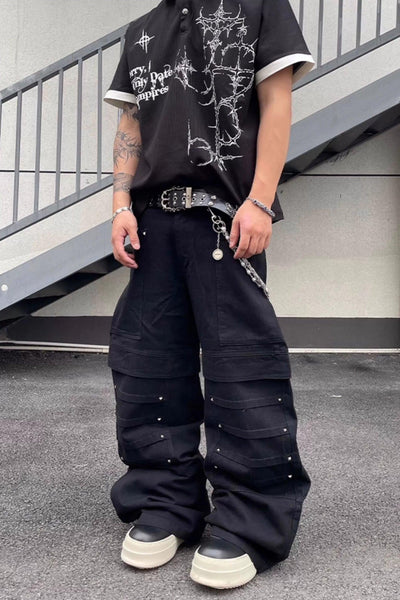 Multi-Detail Versatile Cargo Jeans Korean Street Fashion Jeans By Dark Fog Shop Online at OH Vault
