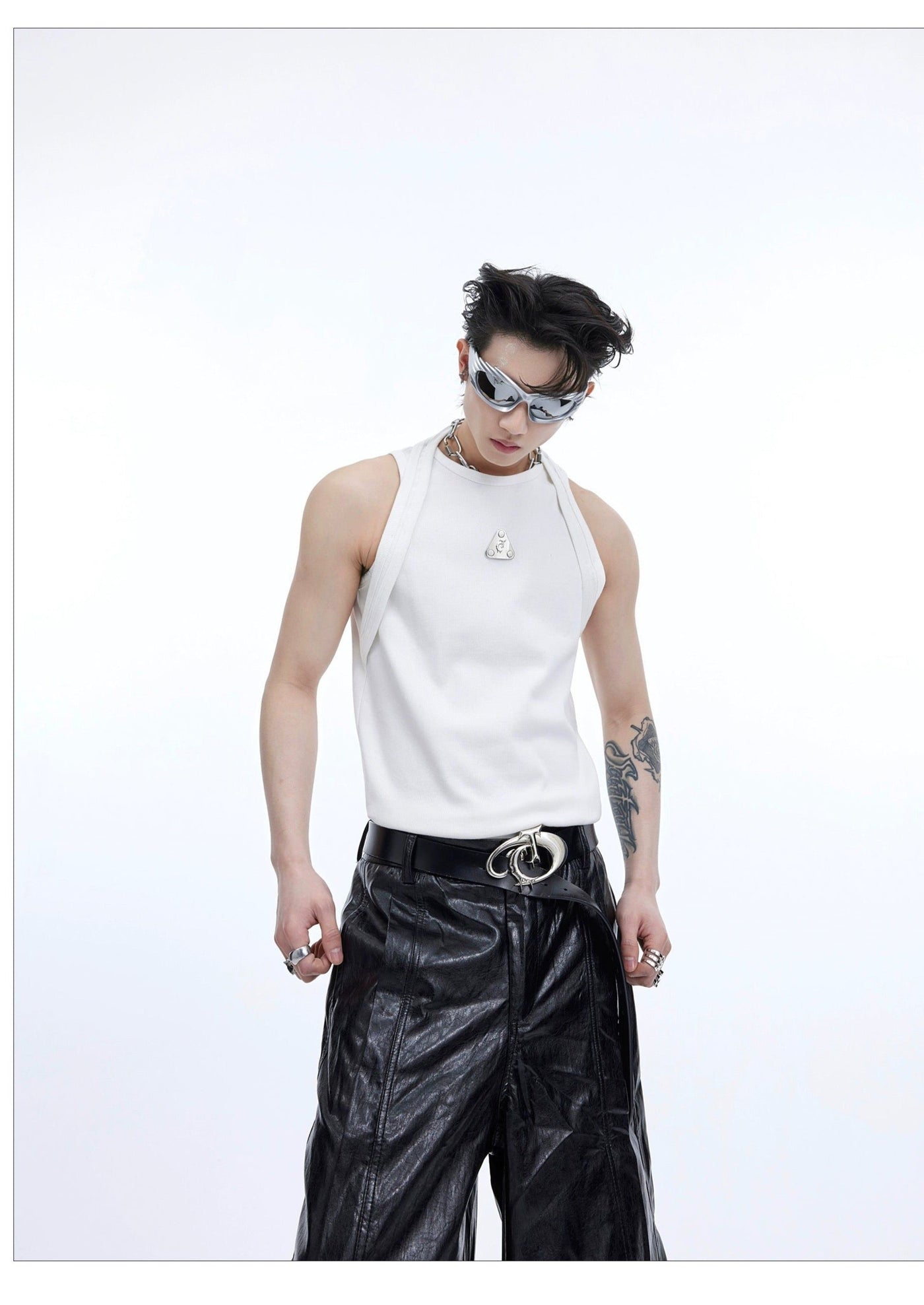 Metal Triangle Tank Top Korean Street Fashion Tank Top By Argue Culture Shop Online at OH Vault