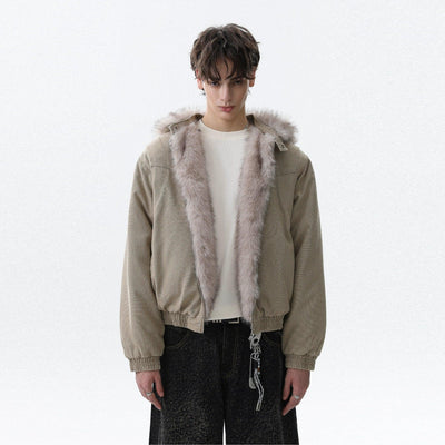 Faux Fur Lining Zipped Jacket Korean Street Fashion Jacket By Mr Nearly Shop Online at OH Vault