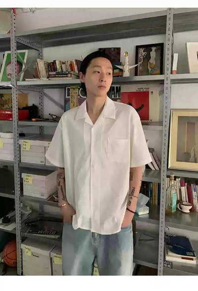 Plain Front Pocket Shirt Korean Street Fashion Shirt By In Knots Shop Online at OH Vault