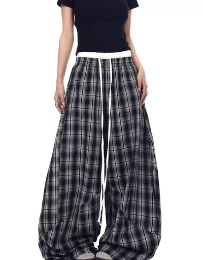 Double Waist Slouchy Plaid Pants Korean Street Fashion Pants By Blacklists Shop Online at OH Vault