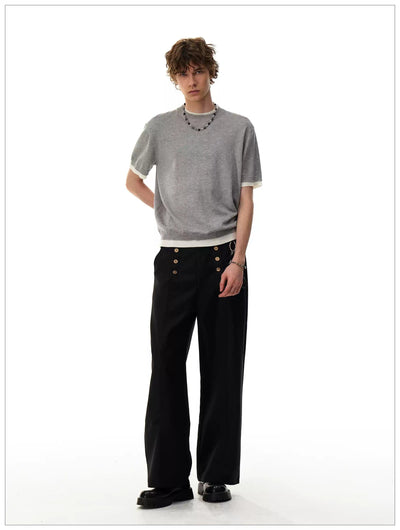 Clean Fit Layered Knit T-Shirt Korean Street Fashion T-Shirt By Mr Nearly Shop Online at OH Vault