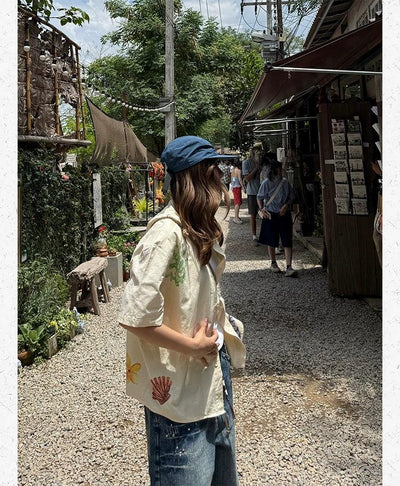 Watercolor Drawing Print Shirt Korean Street Fashion Shirt By Made Extreme Shop Online at OH Vault