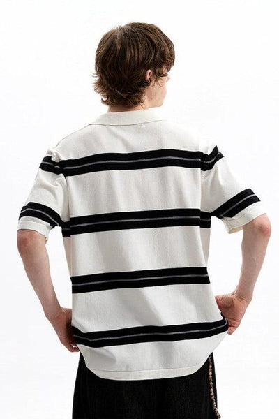 Wide Stripes Relaxed Polo Korean Street Fashion Polo By A PUEE Shop Online at OH Vault