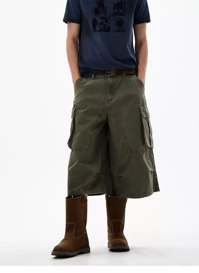Structured Mid-Length Cargo Shorts Korean Street Fashion Shorts By 77Flight Shop Online at OH Vault