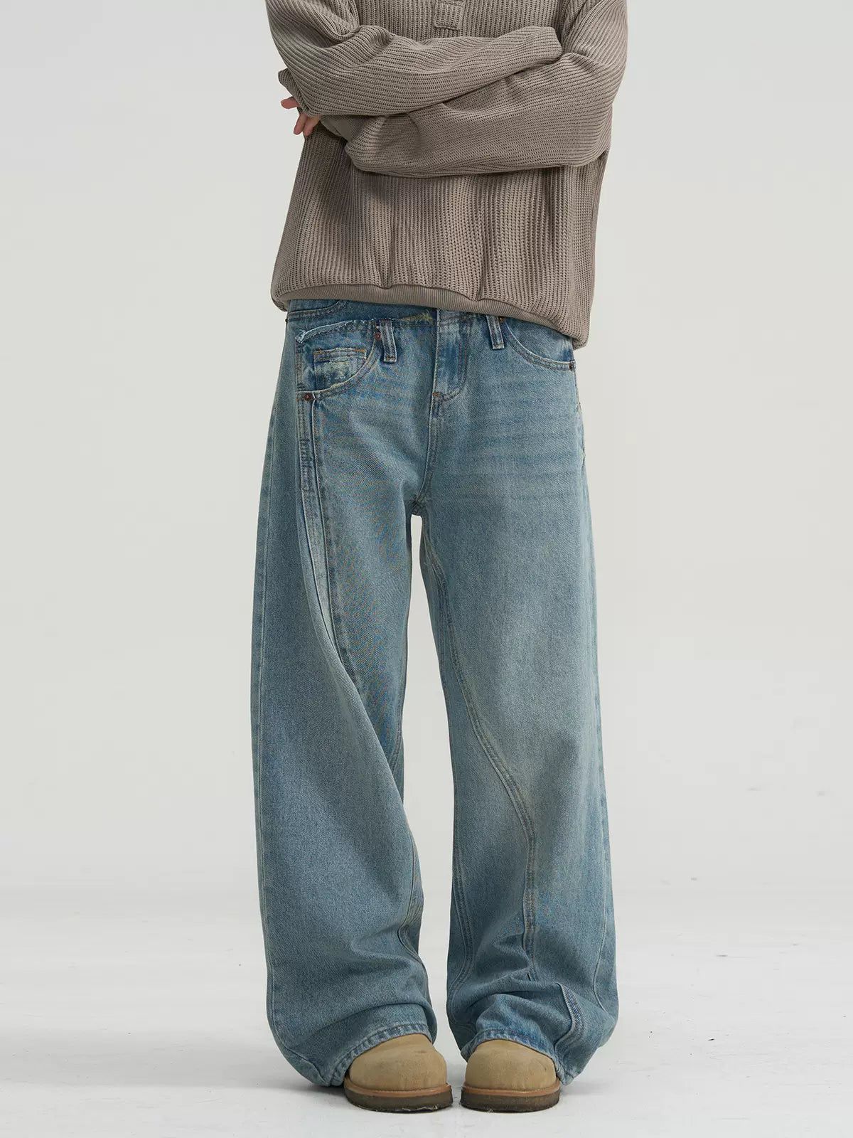 Irregular Layer Effect Jeans Korean Street Fashion Jeans By A PUEE Shop Online at OH Vault