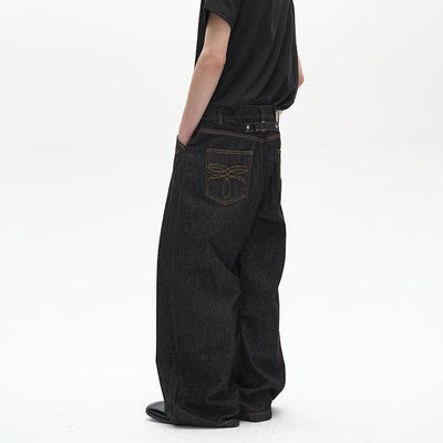 Buttoned Loose Leg Fit Jeans Korean Street Fashion Jeans By Pioneer of Heroism Shop Online at OH Vault