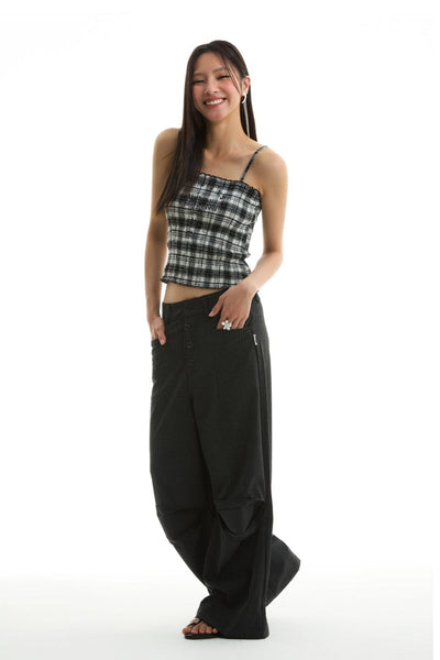 Plaid Pattern Cropped Blouse Korean Street Fashion Blouse By Funky Fun Shop Online at OH Vault