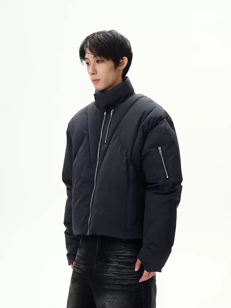 Zipped Detail Puffer Jacket Korean Street Fashion Jacket By 77Flight Shop Online at OH Vault