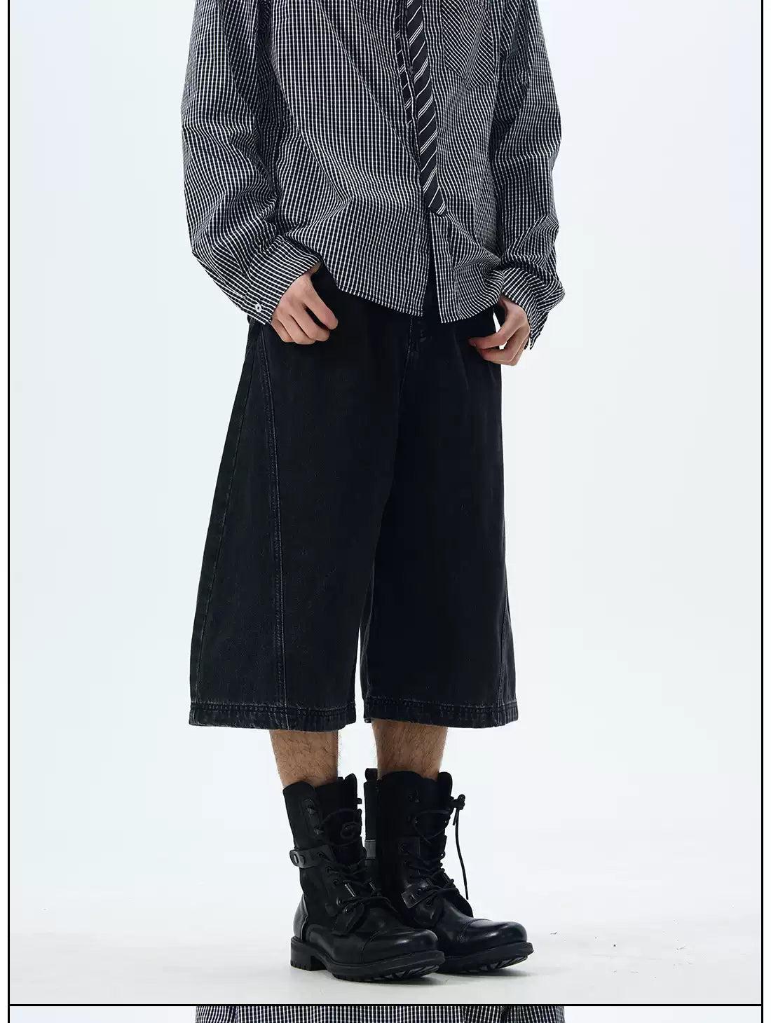 Basic Plain & Washed Wide Denim Shorts Korean Street Fashion Shorts By 77Flight Shop Online at OH Vault