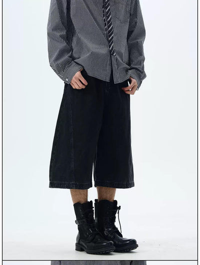 Basic Plain & Washed Wide Denim Shorts Korean Street Fashion Shorts By 77Flight Shop Online at OH Vault