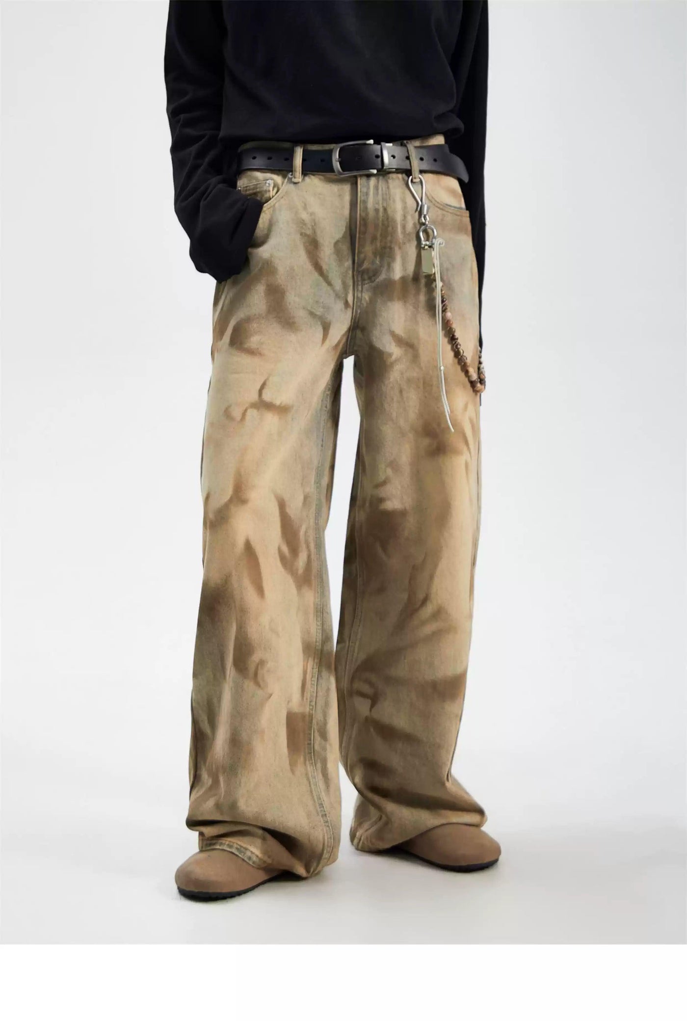 Washed Dirty Fit Pattern Jeans Korean Street Fashion Jeans By Ash Dark Shop Online at OH Vault