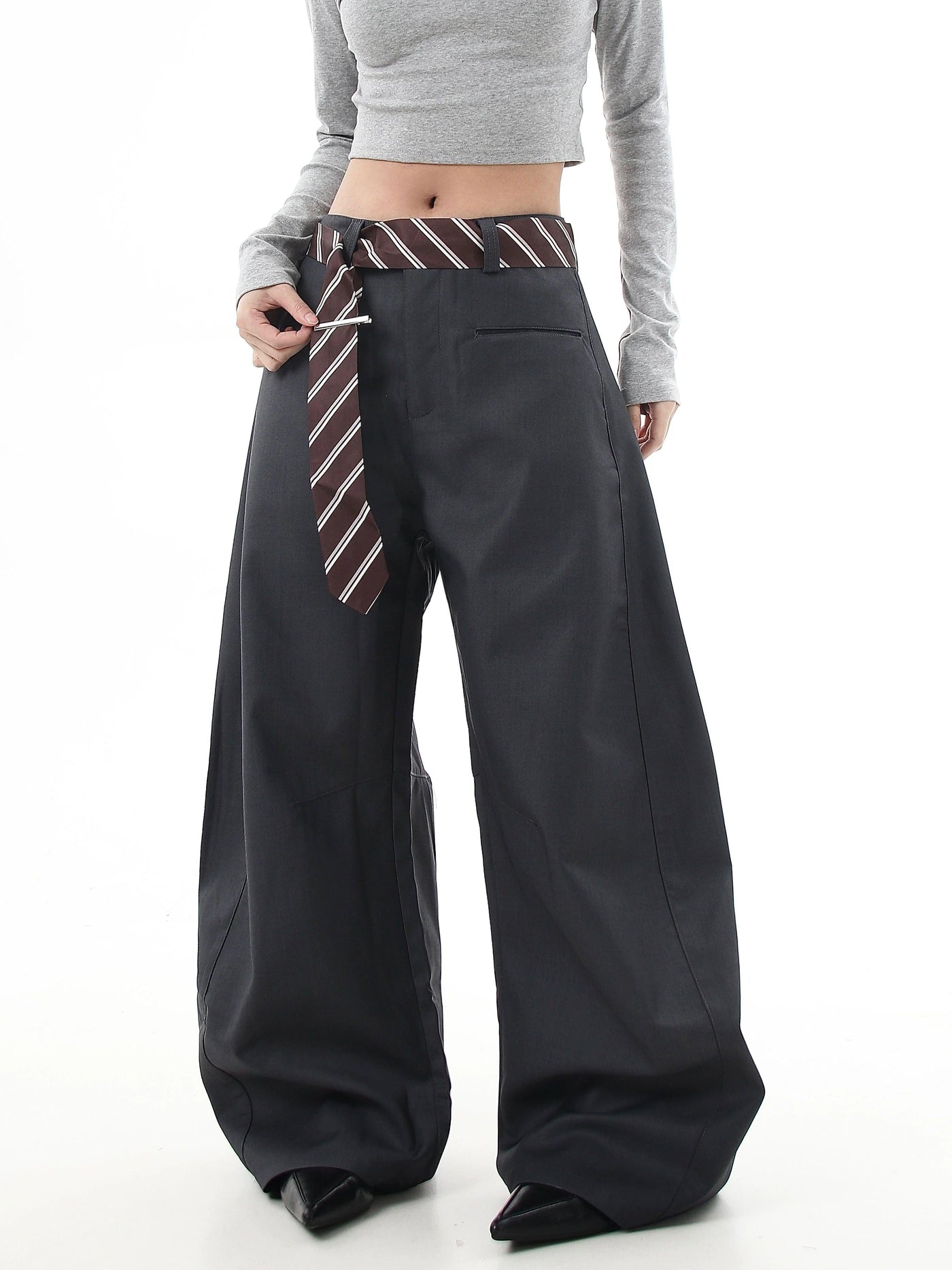 Belt Strap Scimitar Trousers Korean Street Fashion Trousers By Blacklists Shop Online at OH Vault