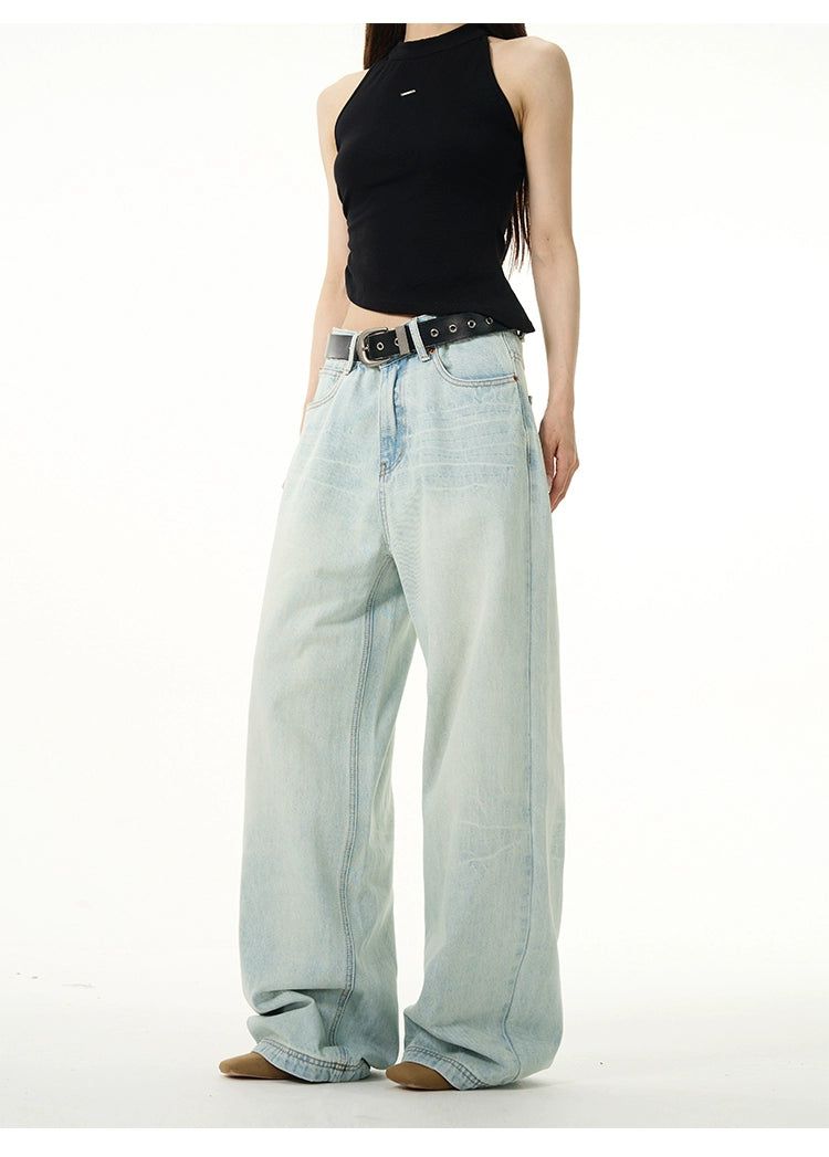 Light Washed Whiskers Jeans Korean Street Fashion Jeans By 77Flight Shop Online at OH Vault