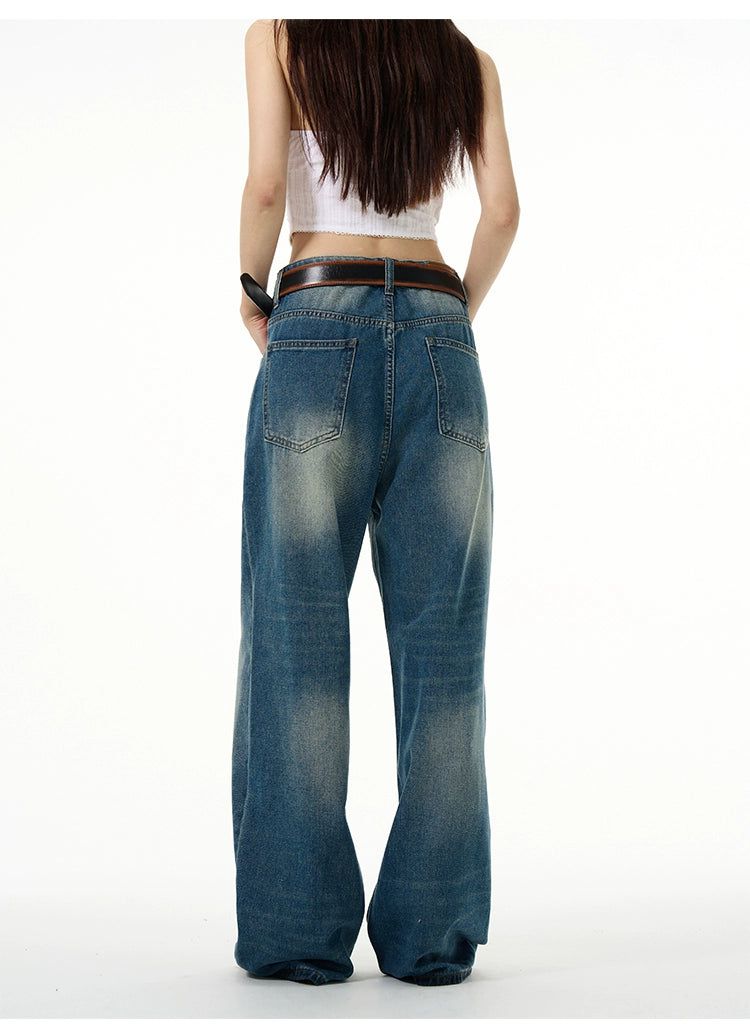 Subtle Whiskers Faded Jeans Korean Street Fashion Jeans By 77Flight Shop Online at OH Vault