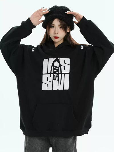 Contrast Logo Casual Hoodie Korean Street Fashion Hoodie By INS Korea Shop Online at OH Vault