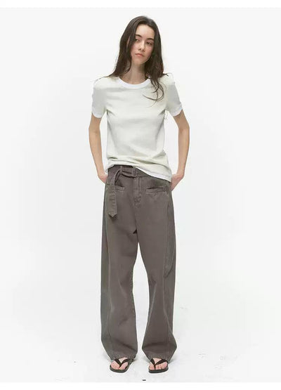 Cloth Belt Washed Jeans Korean Street Fashion Jeans By Country Moment Shop Online at OH Vault