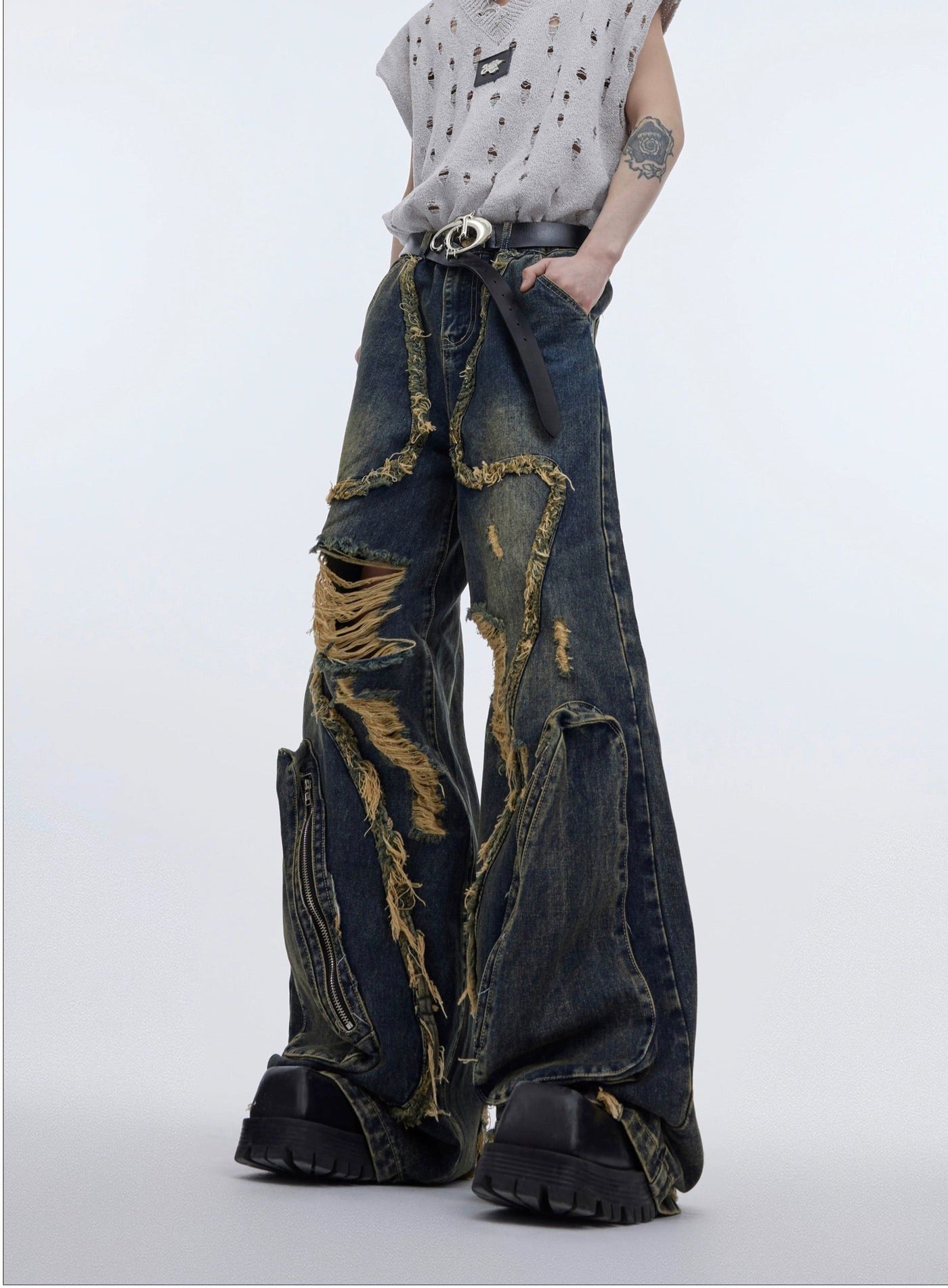Frayed Seams Distressed Jeans Korean Street Fashion Jeans By Argue Culture Shop Online at OH Vault