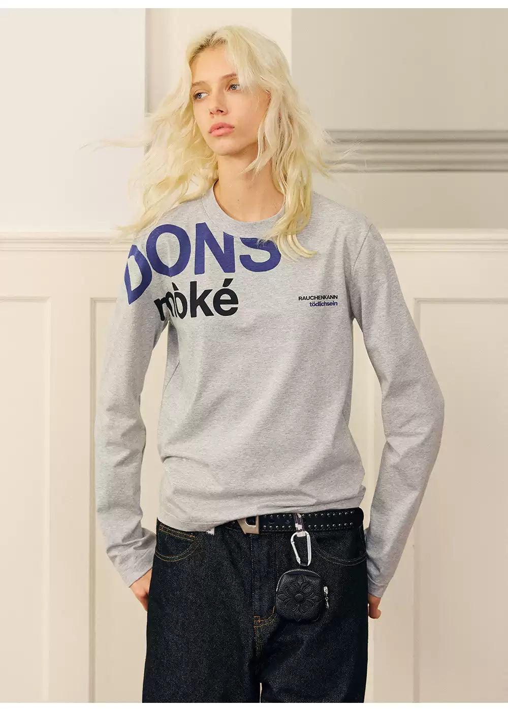 Logo Print Long Sleeve T-Shirt Korean Street Fashion T-Shirt By Donsmoke Shop Online at OH Vault