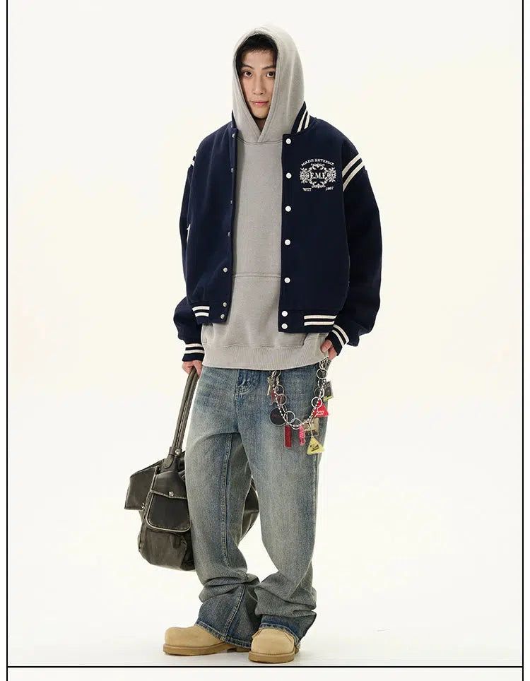 Chic Embroidered Varsity Jacket Korean Street Fashion Jacket By 77Flight Shop Online at OH Vault