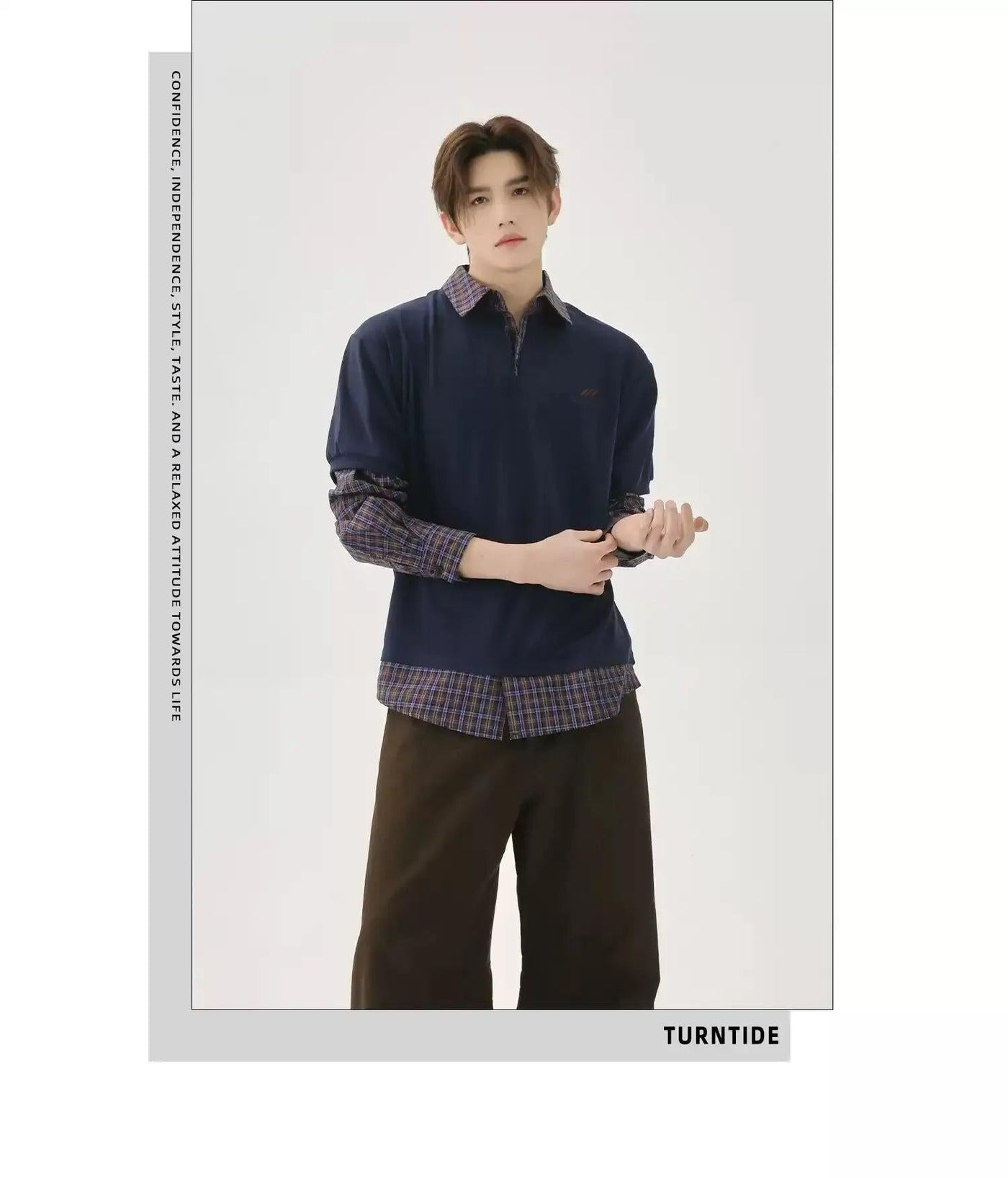 College Style Checker Panel Polo Korean Street Fashion Polo By Turn Tide Shop Online at OH Vault