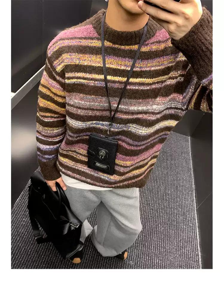 Comfy Striped Contrast Sweater Korean Street Fashion Sweater By Poikilotherm Shop Online at OH Vault
