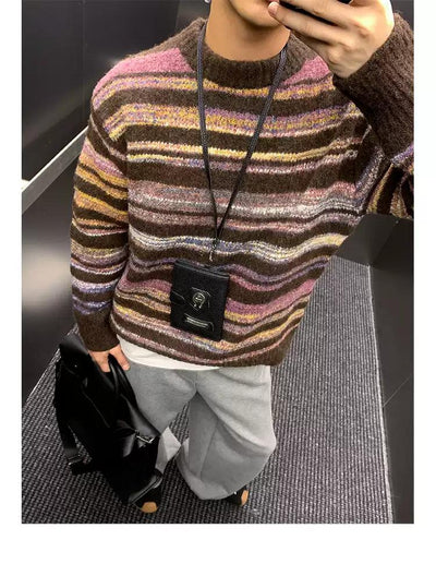 Comfy Striped Contrast Sweater Korean Street Fashion Sweater By Poikilotherm Shop Online at OH Vault