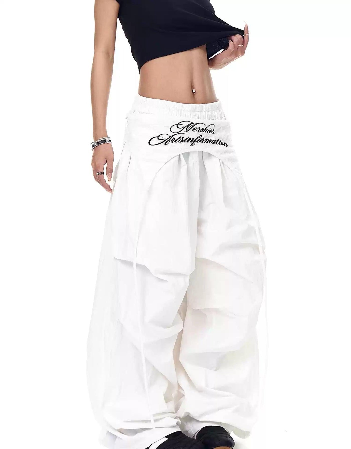 Star Pattern Layered Pleated Track Pants Korean Street Fashion Pants By Blacklists Shop Online at OH Vault