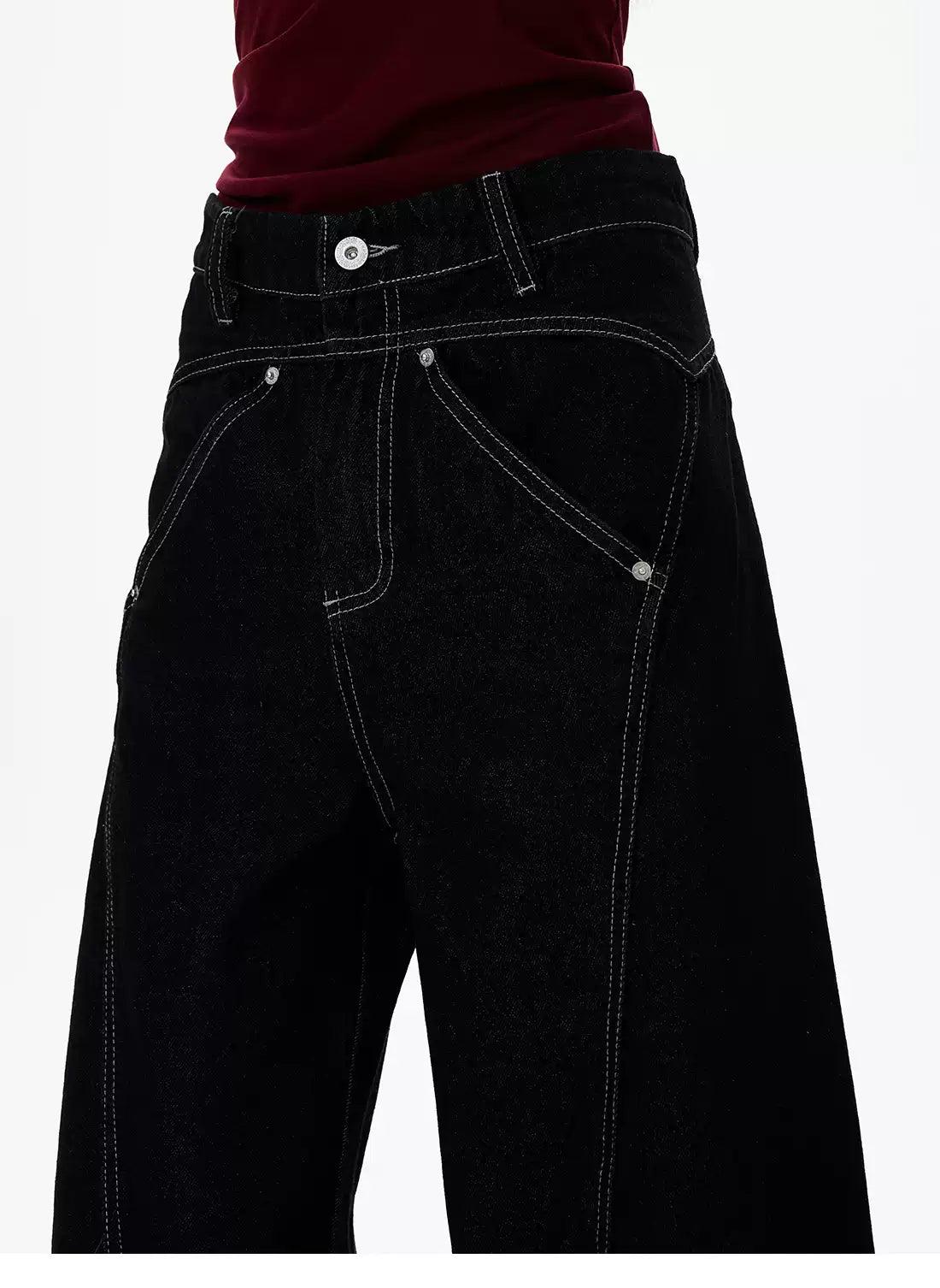 Line Stitches High Waist Jeans Korean Street Fashion Jeans By 77Flight Shop Online at OH Vault