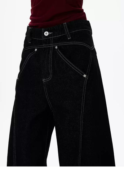 Line Stitches High Waist Jeans Korean Street Fashion Jeans By 77Flight Shop Online at OH Vault