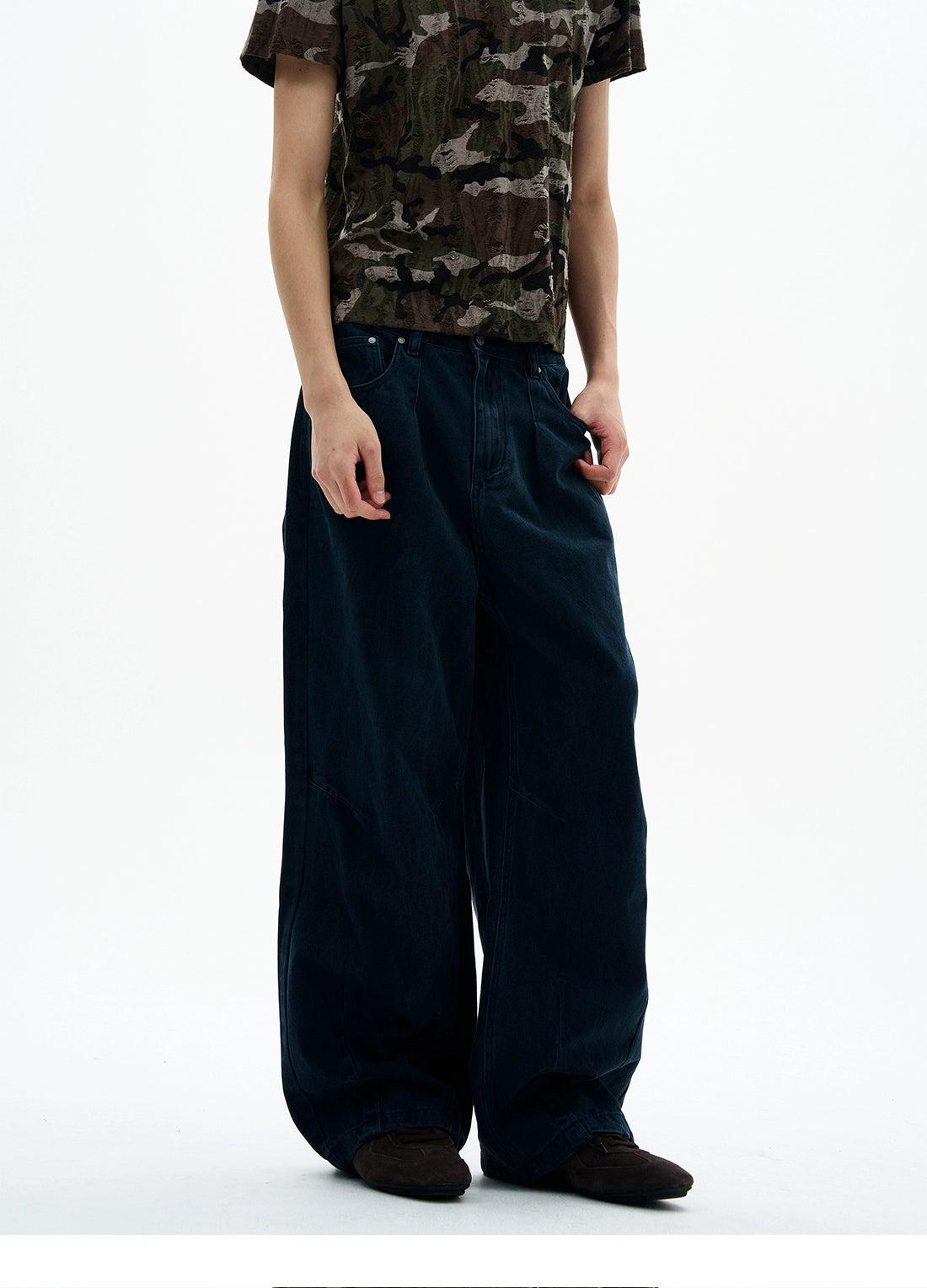 Utility Washed Wide Jeans Korean Street Fashion Jeans By 77Flight Shop Online at OH Vault